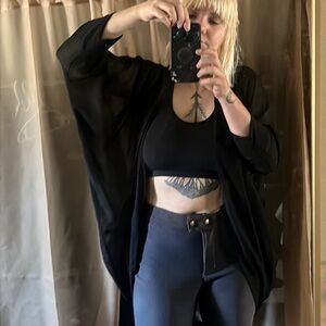 American apparel black chiffon cardigan